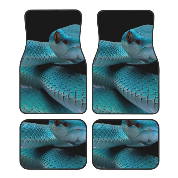 Fuzoiu Blue Viper Snake1 Print Carpet Floor Mats for Car,Car Foot Mat Set,Universal Fit 4 Piece Mat Pad Set,Fits Most Cars Trucks Vans Sedans SUV Auto Carpet Mat Se