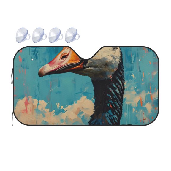 Fuzoiu Blue Watercolor Duck Print Car Windshield Sunshade,Foldable Reflective Sun Visor,Windshield Sun Shade,UV Rays Sun Visor Shade,Auto Front Sun Shield Shade-Medium