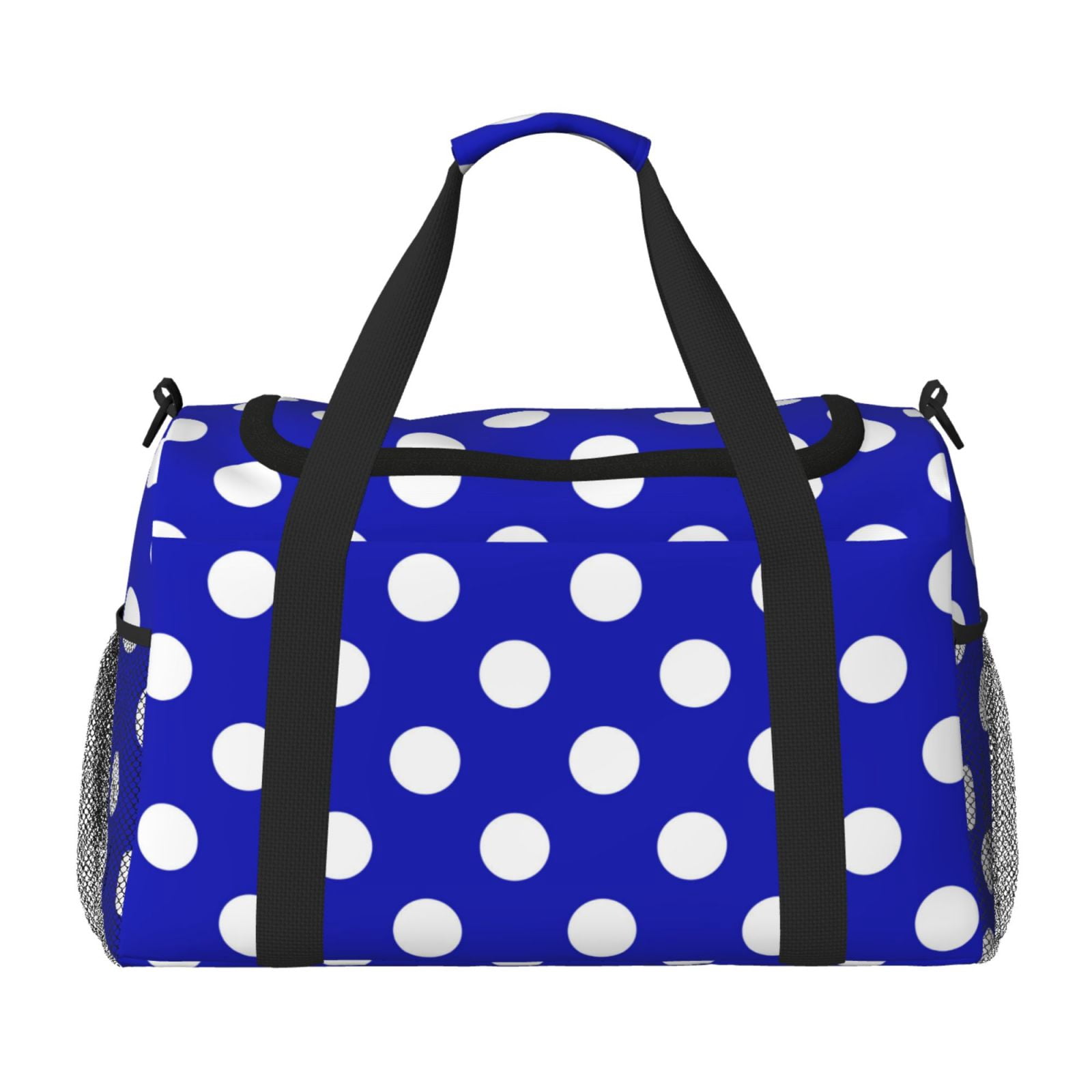 Fuzoiu Blue And White Polka Dot Print Travel Duffle Bag,Carry On Tote Bags,Duffel Bag,Sport Gym Bag, Hospital Bag for Labor and Delivery, Overnight Bag,Luggage Bag
