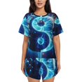 thumbnail image 1 of Fuzoiu Blue Yin And Yang Print Women's Short-Sleeved Pajama Set,Lounge Sleepwear Set,Womens Pajama Sets 2 Piece,Button-Up Top and Shorts with Pockets-XX-Large, 1 of 7