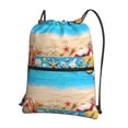 thumbnail image 1 of Fuzoiu Boards and Beach Print Drawstring Backpack Water Resistant String Bag Sports Sackpack Gym Sack for Men Women, 1 of 5