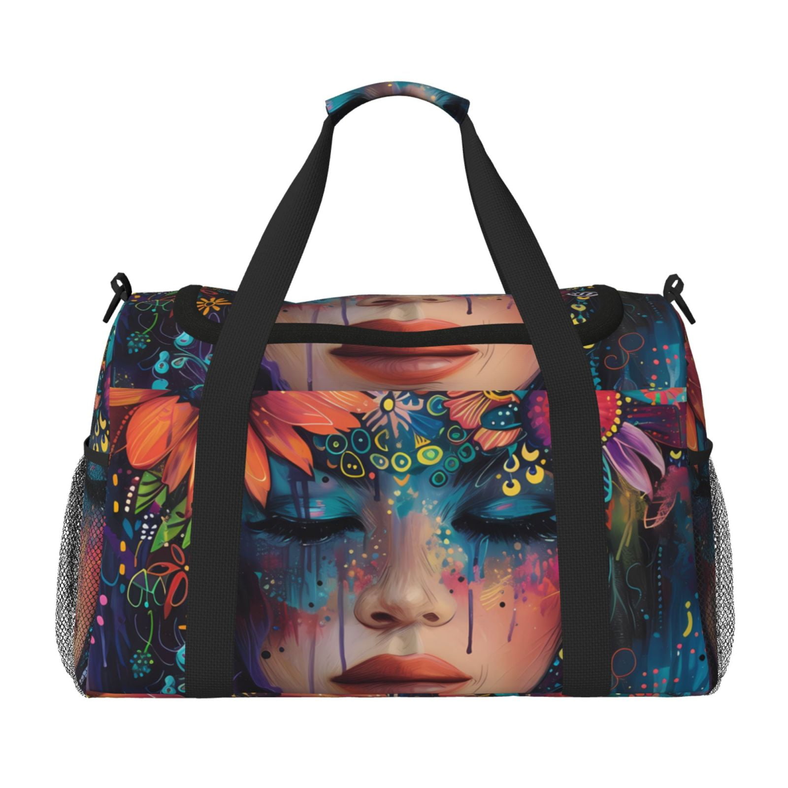 Fuzoiu Bohemian Colorful Flower Woman Print Travel Duffle Bag,Carry On Tote Bags,Duffel Bag,Sport Gym Bag, Hospital Bag for Labor and Delivery, Overnight Bag,Luggage Bag