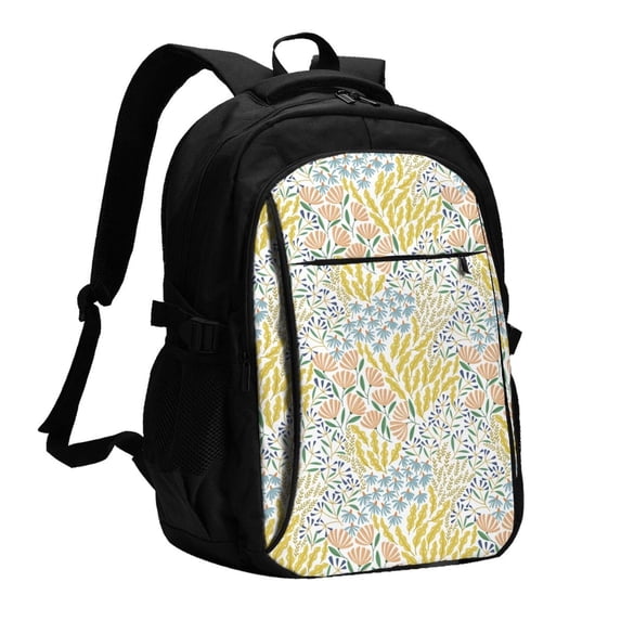 Fuzoiu Boho Print USB Backpack with Charging Port,Laptop Backpack,Business Travel Durable Laptops Backpack, for School, Work, Travel & Outdoor Activities