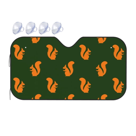 Fuzoiu Bold Squirrel Silhouettes Print Car Windshield Sunshade,Foldable Reflective Sun Visor,Windshield Sun Shade,UV Rays Sun Visor Shade,Auto Front Sun Shield Shade-Medium