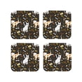 thumbnail image 1 of Fuzoiu Bones And Leaves Print Leather Coasters Set,Drink Coasters Set of 4,for Tabletop Protection, Durable PVC Coasters,Home Décor and Housewarming Gift-Square, 1 of 6