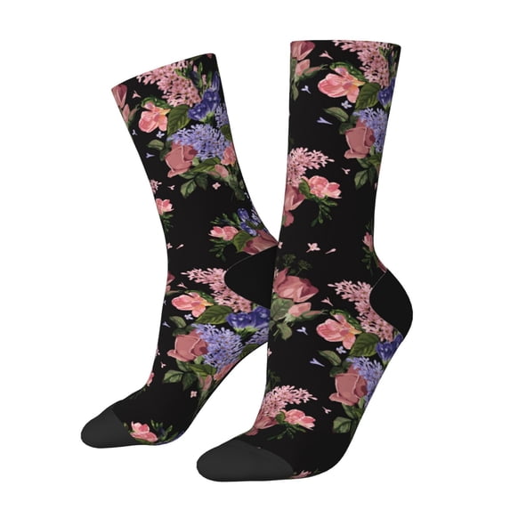 Fuzoiu Bouquet Print Athletic Crew Socks for Men & Women,Casual Crew Socks,Above Ankle Crew Socks for Business, Casual