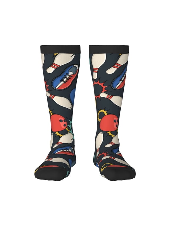 Bowling Ball Print Adult Stockings,Crew Socks,Unisex Fashion Socks, Casual Sports Socks,Comfortable Crew Socks for Everyday Wear and Sports