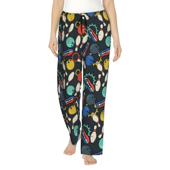 Fuzoiu Bowling Ball Print Women's Pajama Pants,Lounge Pants with Drawstring and Pockets, Casual Pjs Sleep Bottoms, Women's Sleep Pants-XX-Large