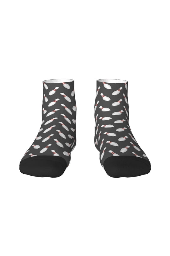 Bowling Pins Print Adult Socks, Crew Moisture-wicking Socks, Unisex Cushion Crew Socks,Casual Sports Ankle Socks