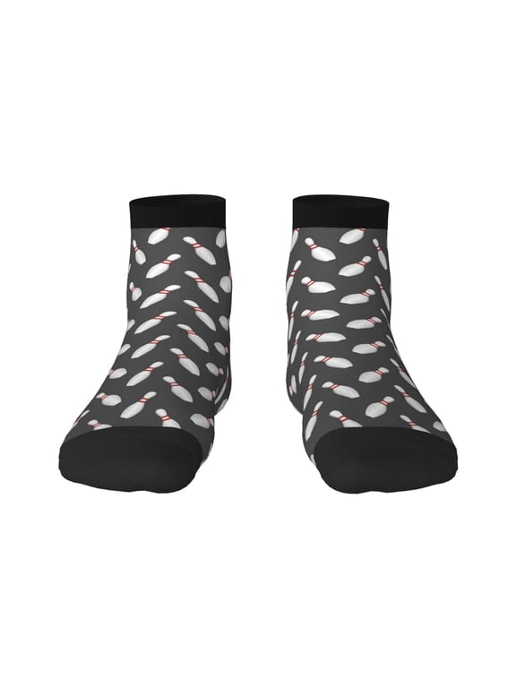 Bowling Pins Print Adult Socks, Crew Moisture-wicking Socks, Unisex Cushion Crew Socks,Casual Sports Ankle Socks