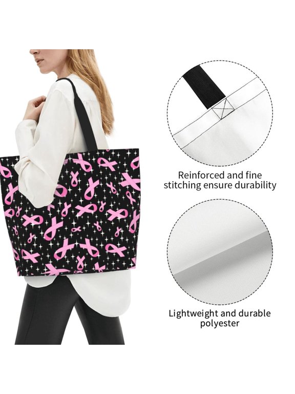 Fuzoiu Breast Cancer Awareness (2) Print Tote Bags for Women,Shoulder Bag, Gym Tote,Top Handle Ladies Shoulder Bags for Work Beach Travel and Shopping Grocery