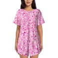 thumbnail image 1 of Fuzoiu Breast Cancer Awareness2 Print Women's Short-Sleeved Pajama Set,Lounge Sleepwear Set,Womens Pajama Sets 2 Piece,Button-Up Top and Shorts with Pockets-3X-Large, 1 of 7