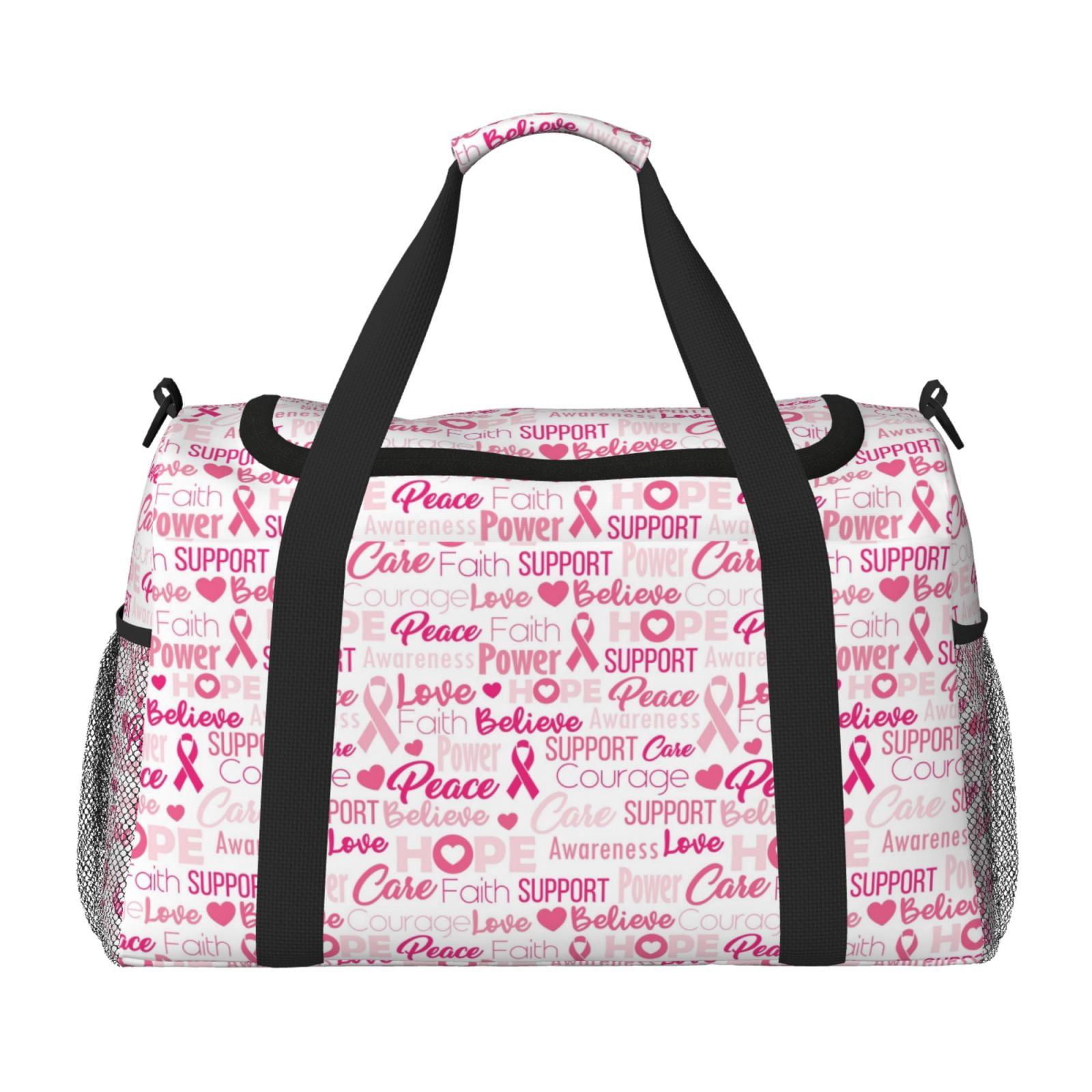 Fuzoiu Breast Cancer Ribbons Awareness Print Travel Duffle Bag,Carry On Tote Bags,Duffel Bag,Sport Gym Bag, Hospital Bag for Labor and Delivery, Overnight Bag,Luggage Bag