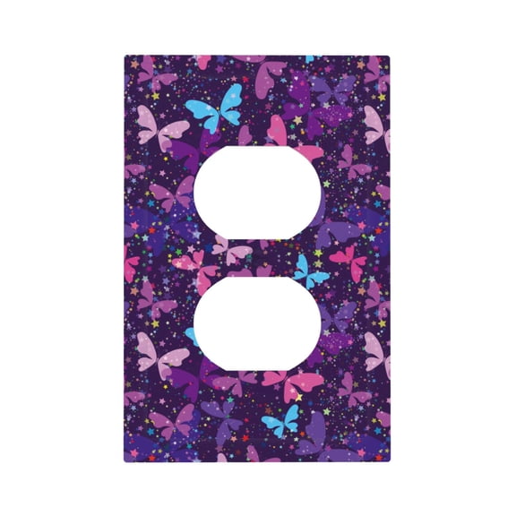 Fuzoiu Bright Purple Butterflies Print Single Duplex Outlet Cover Plate, Light Switch Cover, for Receptacle Light Switch, Switch Cover Decorative Wallplate-Style S