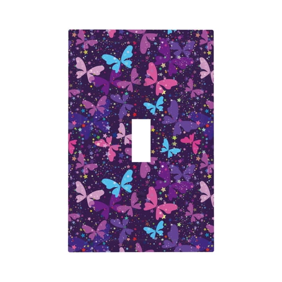Fuzoiu Bright Purple Butterflies Print Single Duplex Outlet Cover Plate, Light Switch Cover, for Receptacle Light Switch, Switch Cover Decorative Wallplate-Style T
