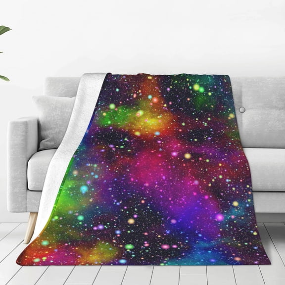 Fuzoiu Bright Universe Print Ultra-Soft Micro Fleece Blanket,All Seasons Flannel Throw, Lightweight Blanket for Bed, Sofa, Couch, Movie Night, Camping, and Travel-60"x50"