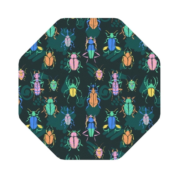 Fuzoiu Bright ladybugs Print Leather Coasters Set,Drink Coasters Set of 6,for Tabletop Protection, Durable PVC Coasters,Home Décor and Housewarming Gift,Octagon
