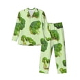 thumbnail image 1 of Fuzoiu Broccoli 3 Print Men's Long-Sleeved Pajama,Lounge Button Down Nightwear,Mens Notch Collar Pajama Set -Small, 1 of 7