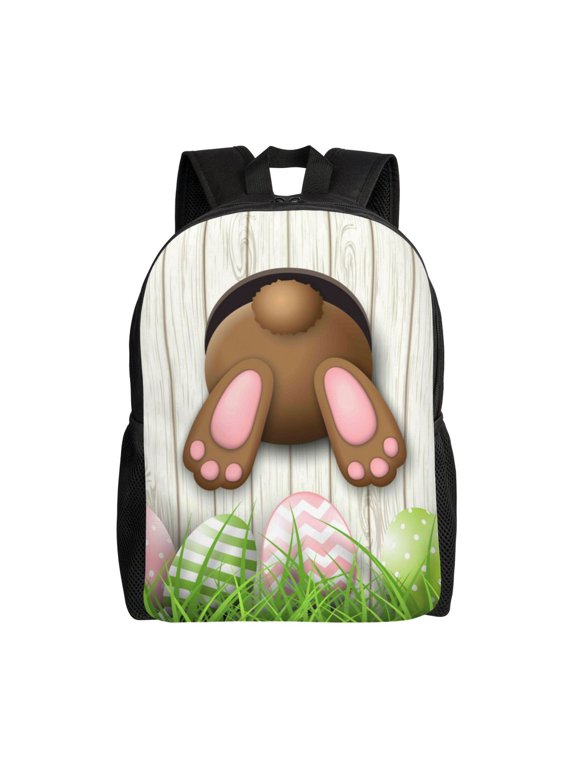 Brown Bunny Print Laptop Backpack,Work Business Backpacks, Large Capacity Nurse Bag College Bookbag for School, Waterproof Casual Daypack for Travel