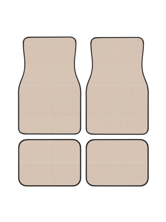 Brown Gingham Print Carpet Floor Mats for Car,Car Foot Mat Set,Universal Fit 4 Piece Mat Pad Set,Fits Most Cars Trucks Vans Sedans SUV Auto Carpet Mat Se