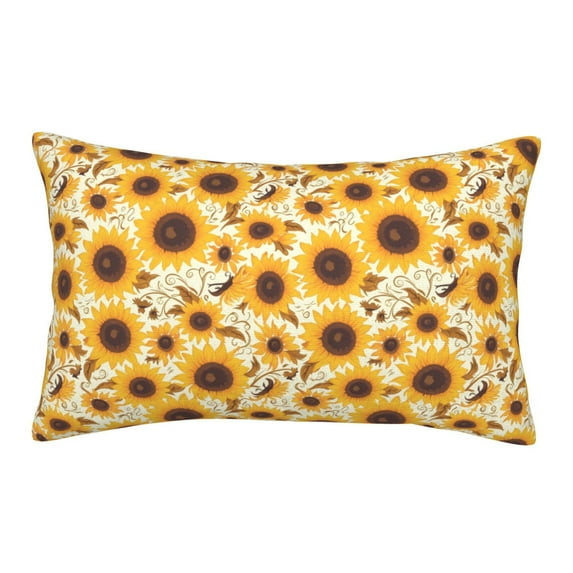 Fuzoiu Brown Leaf Pattern Sunflower Print Fuzzy Pillowcases, Super Soft Pillow Case Cover with Zipper for Bedroom, Sofa, Couch,Cozy Pillow Shams for All Seasons-20"x30"