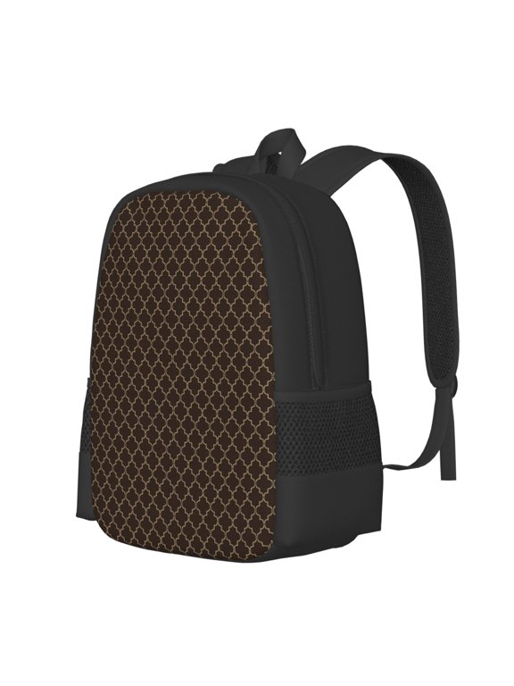 Brown Moroccan Trellis Print Large Capacity Backpack,Travel Backpack,Laptop Bag,College School Rucksack Bag,for School, Travel & Outdoor Activities