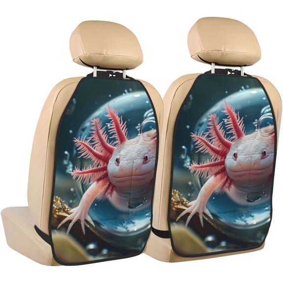 Fuzoiu Bubbles Axolotl Fantasy Print 2 Pack Kick Mat Back Seat Protector With 3 Storage Pockets, Universal Car Seat Back Organizer For Kids Pets, Waterproof Backseat Protector For Most Car