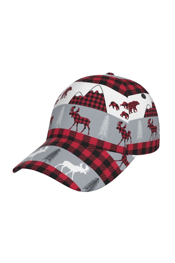Buffalo Plaid Forest Print Adjustable Baseball Cap for Men and Women, Unisex Sports Hat, Sun Protection Hat for Running Workouts and Outdoor Activities All Seasons
