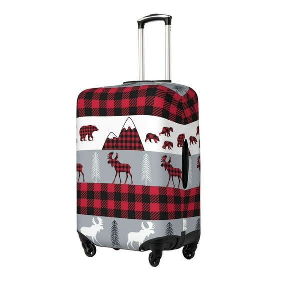 Fuzoiu Buffalo Plaid Forest Print Suitcase Cover,Washable Luggage Covers for Suitcase,Elastic Luggage Protector Cover,Scratch Resistant Travel Suitcase Covers-Small