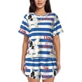 thumbnail image 1 of Fuzoiu Bulldog Friend Print Women's Short-Sleeved Pajama Set,Lounge Sleepwear Set,Womens Pajama Sets 2 Piece,Button-Up Top and Shorts with Pockets-X-Large, 1 of 7