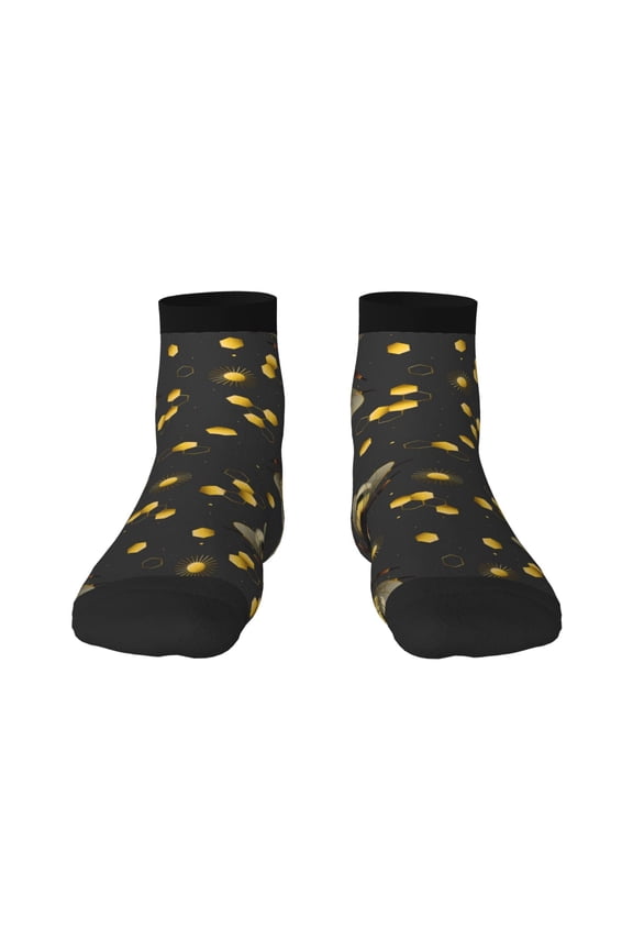 Bumblebee Print Adult Socks, Crew Moisture-wicking Socks, Unisex Cushion Crew Socks,Casual Sports Ankle Socks