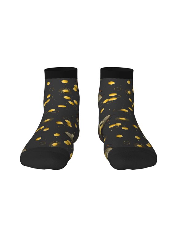 Bumblebee Print Adult Socks, Crew Moisture-wicking Socks, Unisex Cushion Crew Socks,Casual Sports Ankle Socks