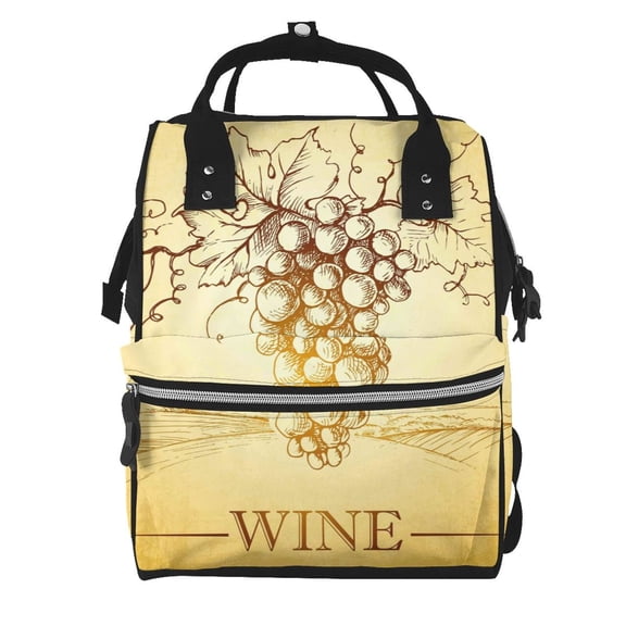 Fuzoiu Bunch of Grapes Print Diaper Bag Backpack,Baby Essentials Travel Tote,Multi function Waterproof Diaper Bag, Travel Essentials Baby Bag - Unisex