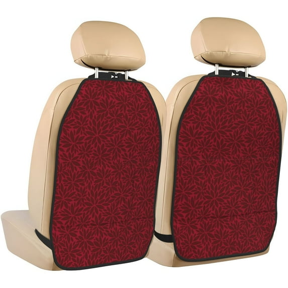 Fuzoiu Burgundy Floral Print 2 Pack Kick Mat Back Seat Protector With 3 Storage Pockets, Universal Car Seat Back Organizer For Kids Pets, Waterproof Backseat Protector For Most Car