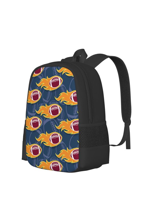 Burning Rugby Balls Print Large Capacity Backpack,Travel Backpack,Laptop Bag,College School Rucksack Bag,for School, Travel & Outdoor Activities