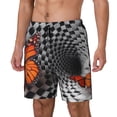 thumbnail image 1 of Fuzoiu Butterflies Optical Illusion Print Men's Swim Shorts,Quick-Dry Double-Layer Swim Trunks,Board Trunks,Beach Shorts Swimwear Bathing Suits-X-Large, 1 of 6