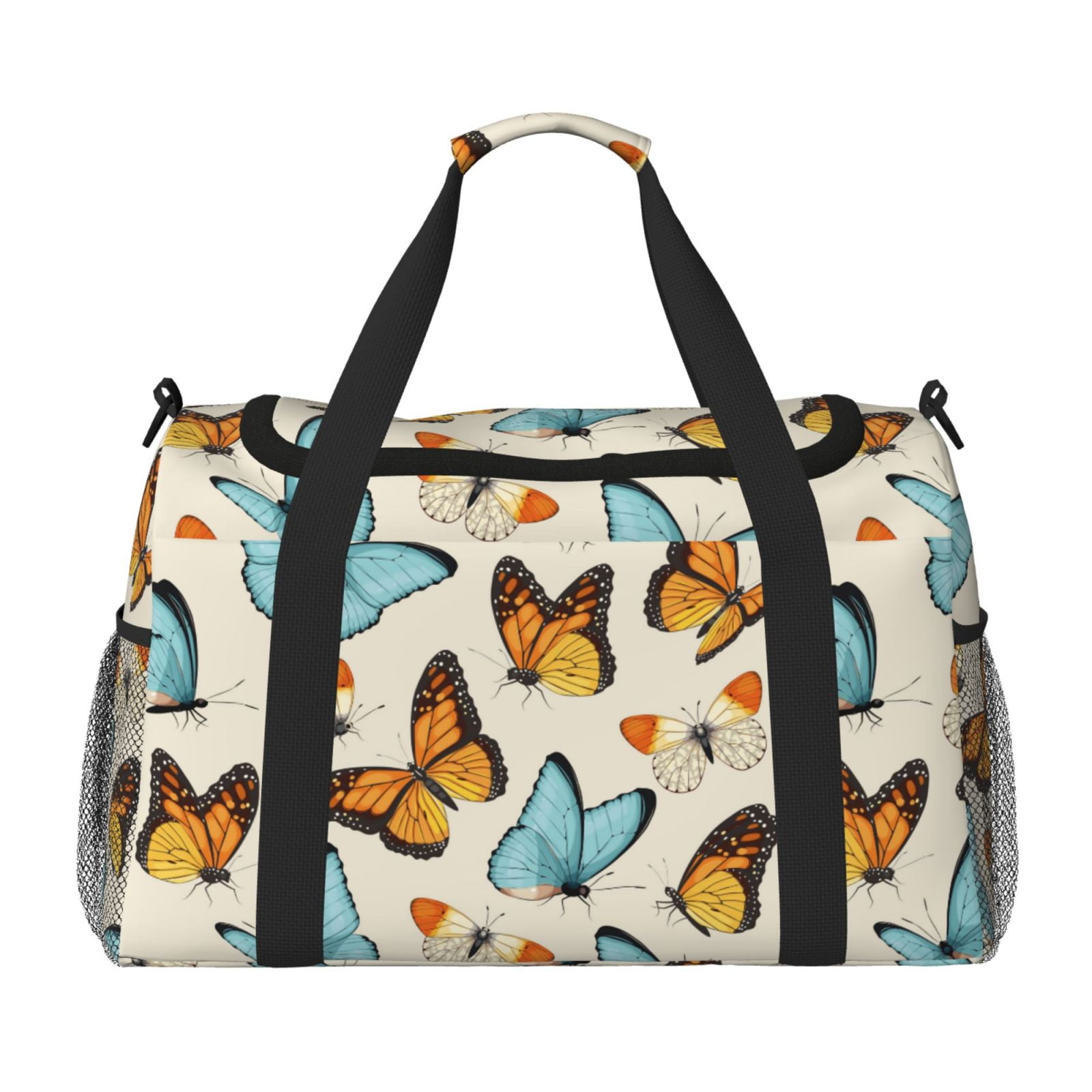 Fuzoiu Butterflies Print Travel Duffle Bag,Carry On Tote Bags,Duffel Bag,Sport Gym Bag, Hospital Bag for Labor and Delivery, Overnight Bag,Luggage Bag