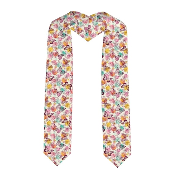 Fuzoiu Butterflies and Roses Print Graduation Sash,Graduation Stole,Unisex Adult Graduation Stole Shawl 91" Long,for Academic Commencements Shawl-Sharp Corner