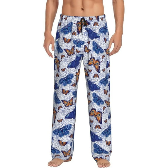 Fuzoiu Butterflies1 Print Men's Pajama Pants,Lounge Pants for Men,Lounge PJ Bottoms,Sleepwear Pants with Drawstring Pockets -Medium