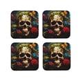 thumbnail image 1 of Fuzoiu Butterfly Flower Plant Skull Print Leather Coasters Set,Drink Coasters Set of 4,for Tabletop Protection, Durable PVC Coasters,Home Décor and Housewarming Gift-Square, 1 of 6