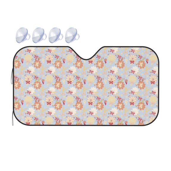 Fuzoiu Butterfly Flower Print Car Windshield Sunshade,Foldable Reflective Sun Visor,Windshield Sun Shade,UV Rays Sun Visor Shade,Auto Front Sun Shield Shade-Medium