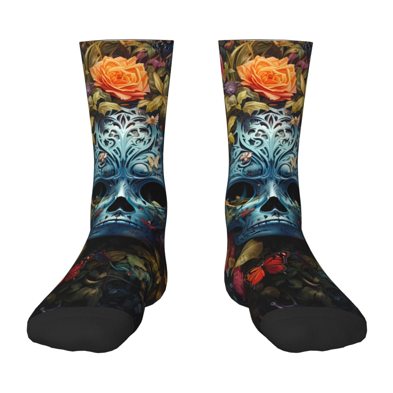 Fuzoiu Butterfly Flower Skull A Print Kids Socks For Boys Girls,Grip ...