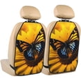 thumbnail image 1 of Fuzoiu Butterfly On Sunflower Print 2 Pack Kick Mat Back Seat Protector With 3 Storage Pockets, Universal Car Seat Back Organizer For Kids Pets, Waterproof Backseat Protector For Most Car, 1 of 8
