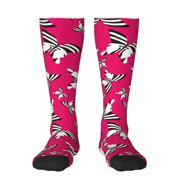 Fuzoiu Butterfly Print Adult Stockings,Crew Socks,Unisex Fashion Socks, Casual Sports Socks,Comfortable Crew Socks for Everyday Wear and Sports