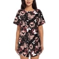 thumbnail image 1 of Fuzoiu Butterfly Print Women's Short-Sleeved Pajama Set,Lounge Sleepwear Set,Womens Pajama Sets 2 Piece,Button-Up Top and Shorts with Pockets-Small, 1 of 7