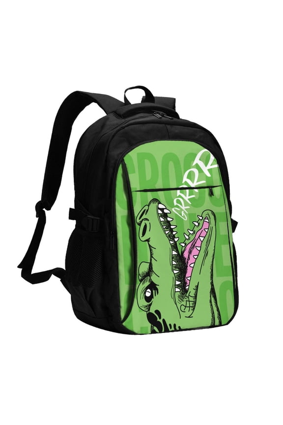 CROCODILE HEAD Print USB Backpack with Charging Port,Laptop Backpack,Business Travel Durable Laptops Backpack, for School, Work, Travel & Outdoor Activities