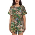 thumbnail image 1 of Fuzoiu Cactus 4 Print Women's Short-Sleeved Pajama Set,Lounge Sleepwear Set,Womens Pajama Sets 2 Piece,Button-Up Top and Shorts with Pockets-X-Large, 1 of 7