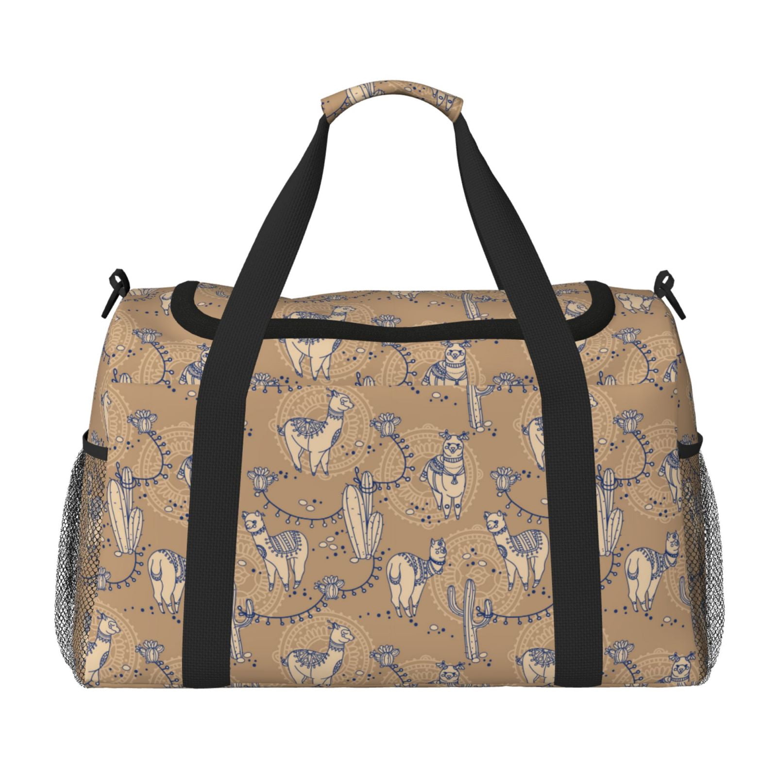 Fuzoiu Cactus Alpaca Print Travel Duffle Bag,Carry On Tote Bags,Duffel Bag,Sport Gym Bag, Hospital Bag for Labor and Delivery, Overnight Bag,Luggage Bag