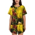 thumbnail image 1 of Fuzoiu Cactus Flowers Print Women's Short-Sleeved Pajama Set,Lounge Sleepwear Set,Womens Pajama Sets 2 Piece,Button-Up Top and Shorts with Pockets-XX-Large, 1 of 7