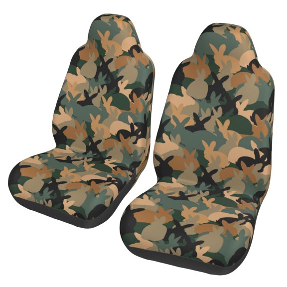 Fuzoiu Camouflage Rabbit Print Seat Covers Set, Car Seat Covers Front Seats, Car Seat Protector, Car Seat Cushion, Seat Covers Carseat Cover Universal Fit for Most Cars